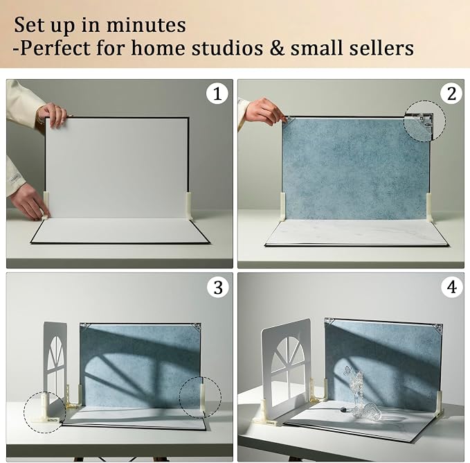 16 x 11.5 in Photo Backdrop Kit, 10 Sheets, 20 Patterns, 4 Shadow Boards | - Image 5