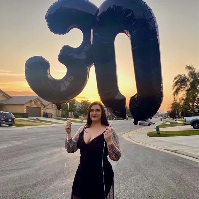 Black Number 10 Balloons for 10th Birthday Decorations, 40 Inch Black Helium - Image 3