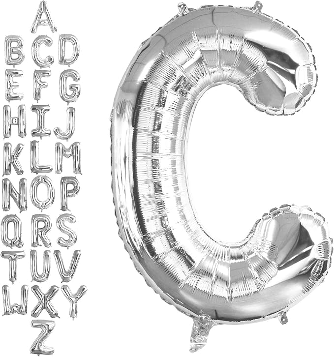 40 Inch Silver Letter C Balloons, DIY Phrase Foil Alphabet Letter C Balloons by LHOAVWE