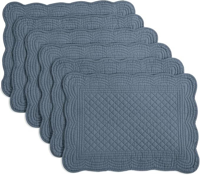 HOMBYS Quilted Placemats Set of 6 Washable-13x18 inches Rectangular Placemats by HOMBYS