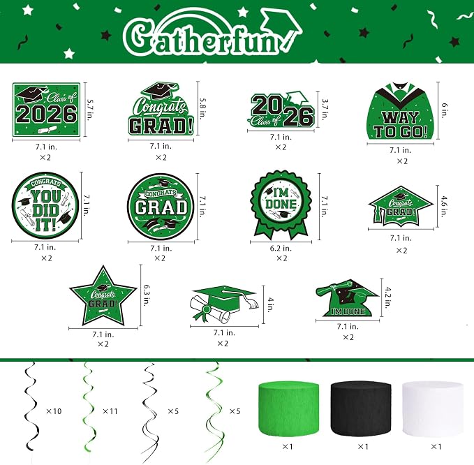 Green Themed 2026 Graduation Decorations Set - Image 3