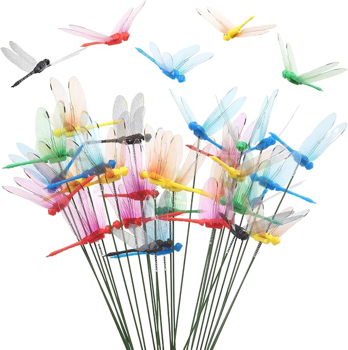 30PCS 3D Dragonfly Garden Stakes Dragonfly Garden Decor by Wolpark