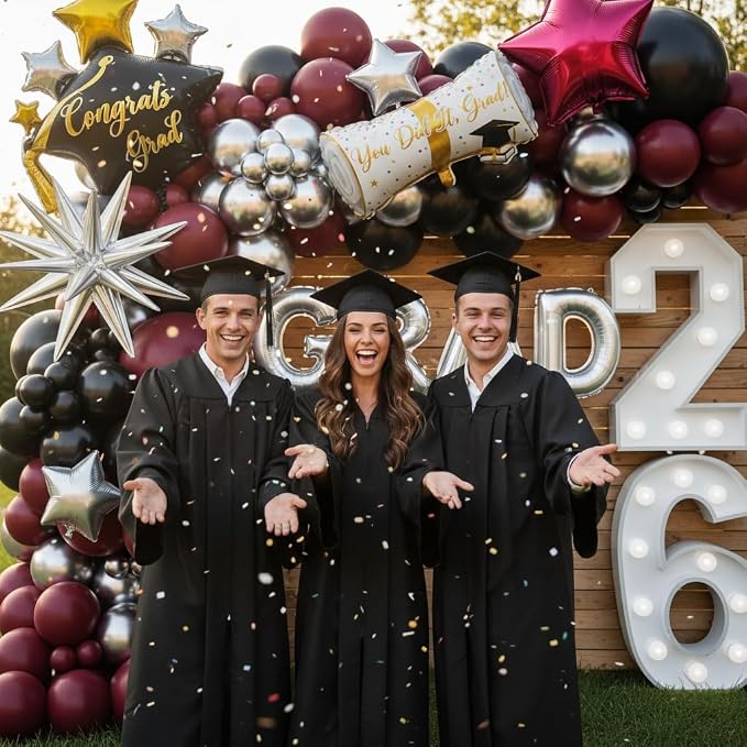 Graduation Balloons Garland Kit 153Pcs, Maroon Black Silver Balloon Arch Kit - Image 6