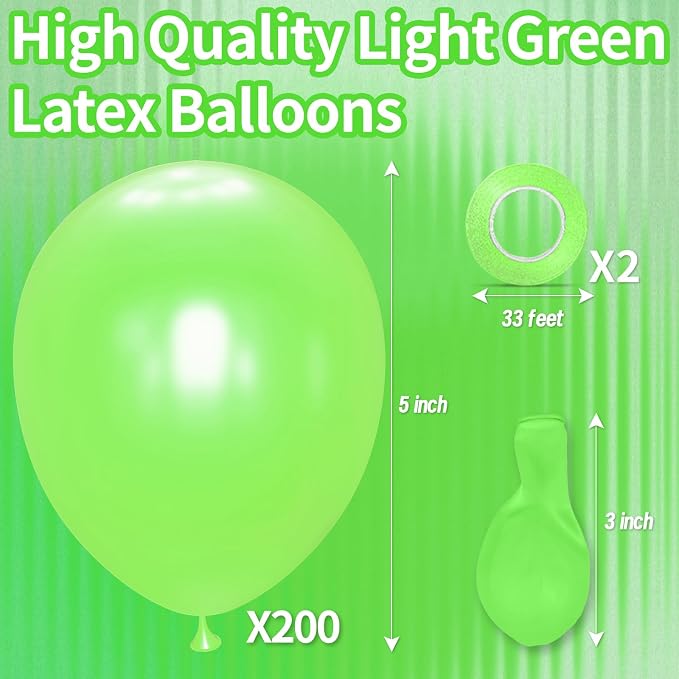 200pcs Light Green Balloons 5 Inch, Small Mini Latex Balloons - Image 2