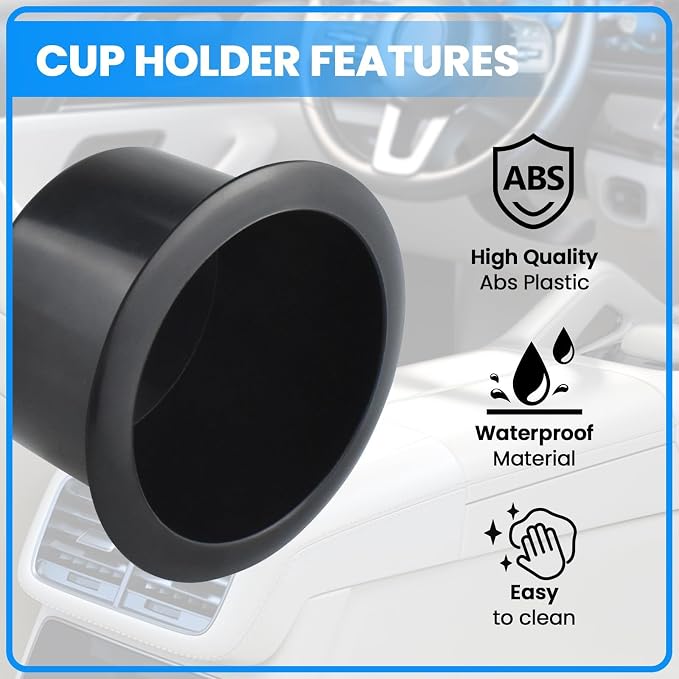 SDTC Tech Black Sofa Cup Holder, Universal Plastic Recessed Cup Holder - Image 4