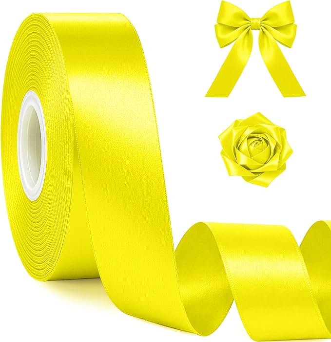 1In 30Yards Lemon Yellow Satin Ribbon by Fullive