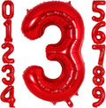 Red Number 3 Balloon 40 Inch, Big Large Foil Helium Number Balloons, Jumbo by AIQINHU