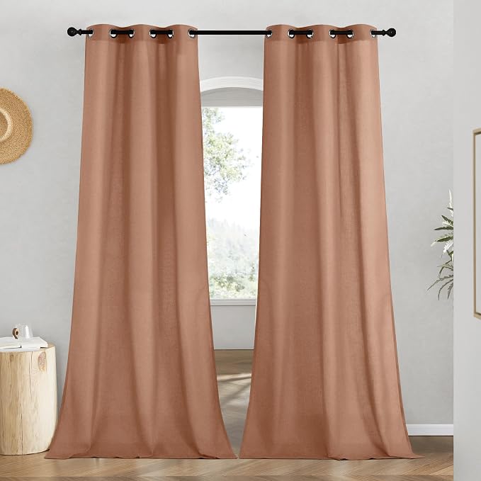 NICETOWN Rustic Linen 96 inch Long Curtains by NICETOWN