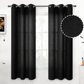 YoungsTex Black Curtains 63 Inch Length 2 Panels, Linen Semi Sheer Drapes by YoungsTex