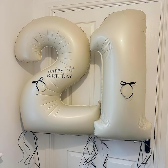 Cream 17 Balloon Number 40 Inch Cream Number 17 Balloon Helium Mylar Balloons - Image 5