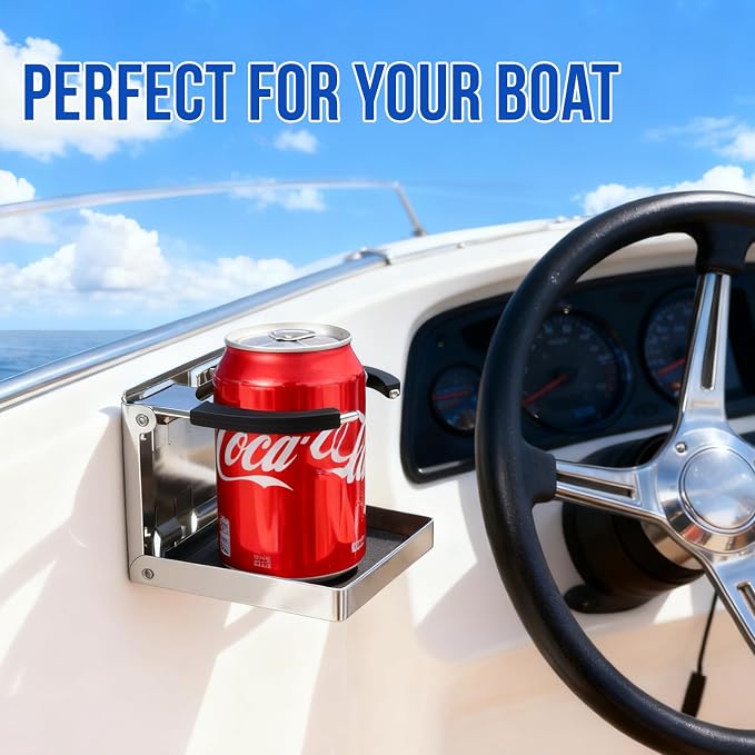 Stainless Steel Adjustable Folding Cup Drink Holders Marine/Boat/Caravan/car) - Image 6