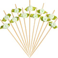 Minisland Green Rose Flower Cocktail Picks, 4.7 Inch Long Bamboo Fancy by Minisland