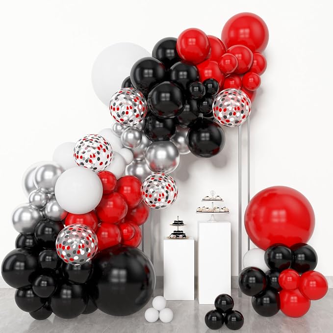 Amandir 153pcs Red Black and White Balloon Arch Garland Kit Different Sizes | - Image 4
