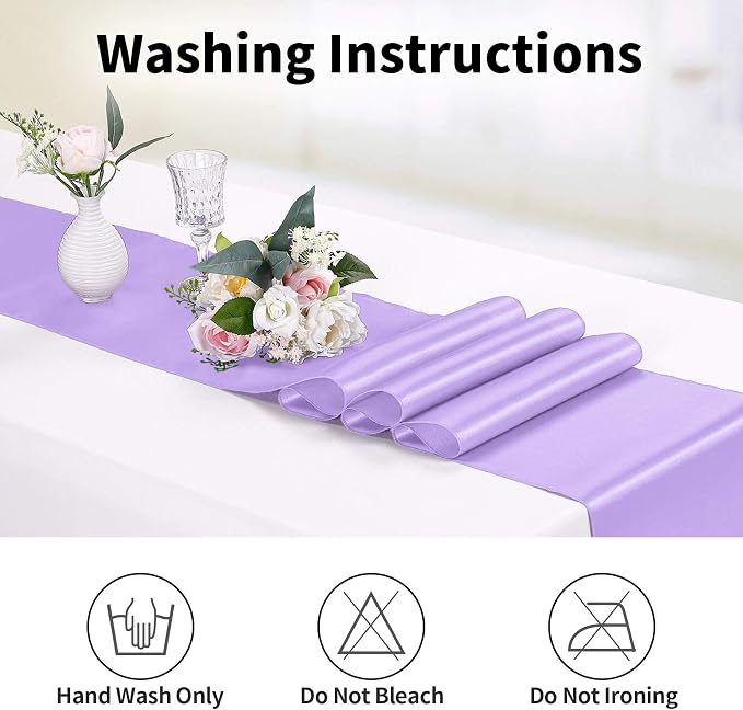 5-Pack Satin Table Runner Lavender 12 x 108 inches Long, Table Runners - Image 6