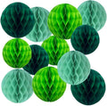 Green Paper Honeycomb Balls, 6 and 10 inch Hanging Tissue Pompoms, 12 Pack by Unknown