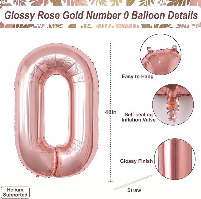 Rose Gold Number 10 Balloon 40 Inch, Luxurious Foil Pair - Image 4