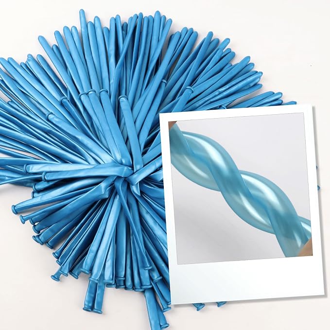 Party Balloons - Pearl Light Blue 260 Long Balloons - Image 4