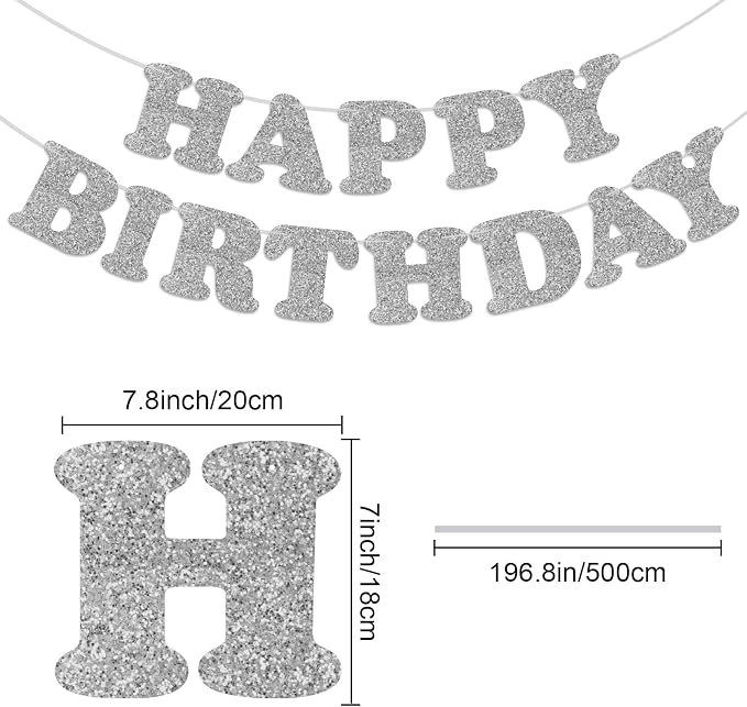 Silver Happy Birthday Banner Birthday Party Decorations Happy Birthday Banner - Image 6