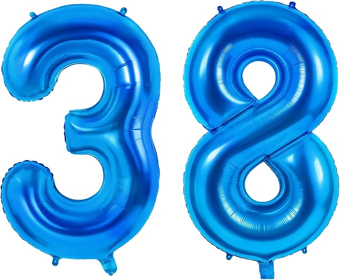 Number 38 Balloons for 38th Birthday Party Decorations, 0-100 Large No.38 by Joycard