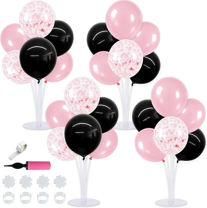 TONIFUL 4 Set Black Pink Balloon Stand Balloon Centerpieces by TONIFUL