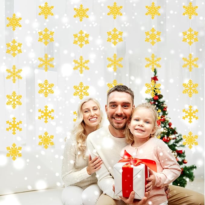 Gold Snowflake-Snow Christmas Party-Decorations Garland - Image 6