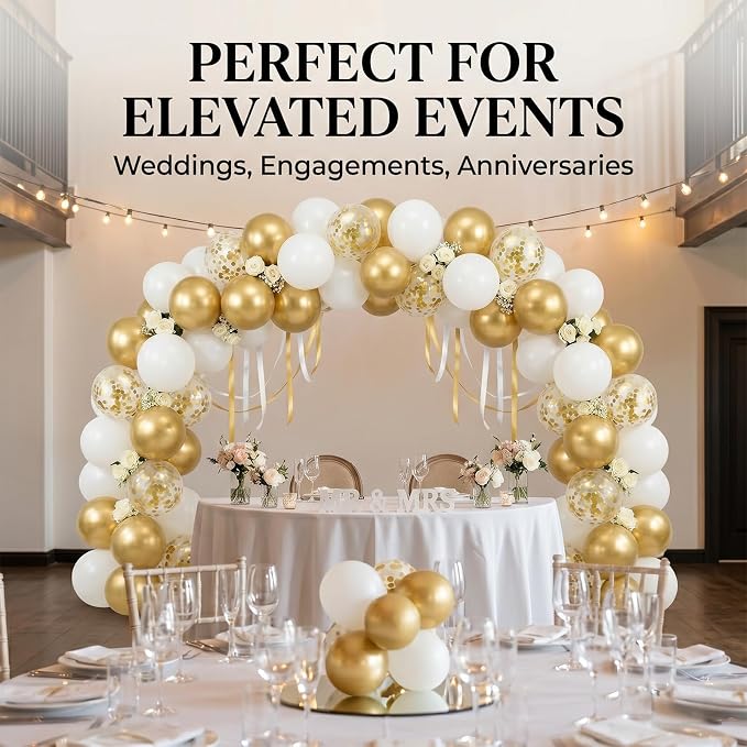 60pcs White and Metallic Gold Balloons, 12 Inch Chrome Gold, Wedding & Birthday - Image 6