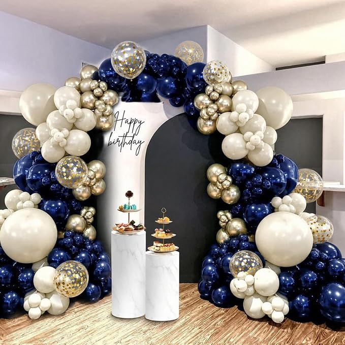 Navy Blue Gold Balloons, 60 Packs 12 Inch Dark Blue White Gold Metallic Chrome - Image 8