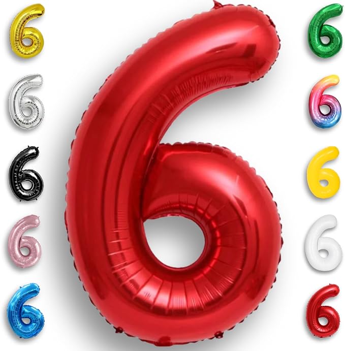 Red Number Balloon 6 Mylar Foil Balloons 16 inch by Unknown
