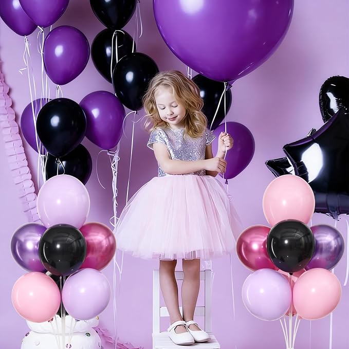 Pink and Purple Black Balloons Table Centerpieces Stand Kit - Image 6