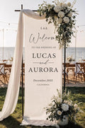Wedding Welcome Sign Banner Personalized Custom Name Linen Fabric Wedding by Custom