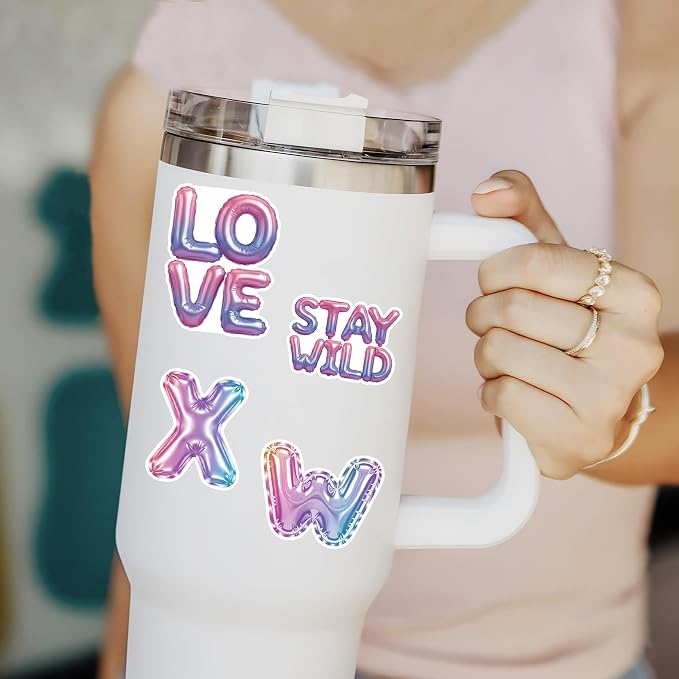 50 Pcs Balloon Letter Stickers Cute Alphabet Vinyl Decal Custom Phrase Sticker - Image 5