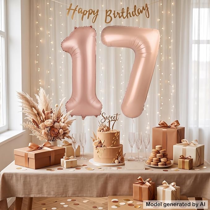 40 Inch Caramel Foil Number 17 Balloon - Image 3