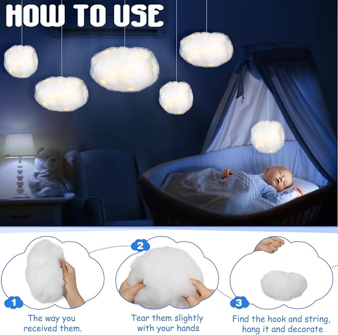 Tatuo 6 Pcs LED Artificial Hanging Clouds - Image 3