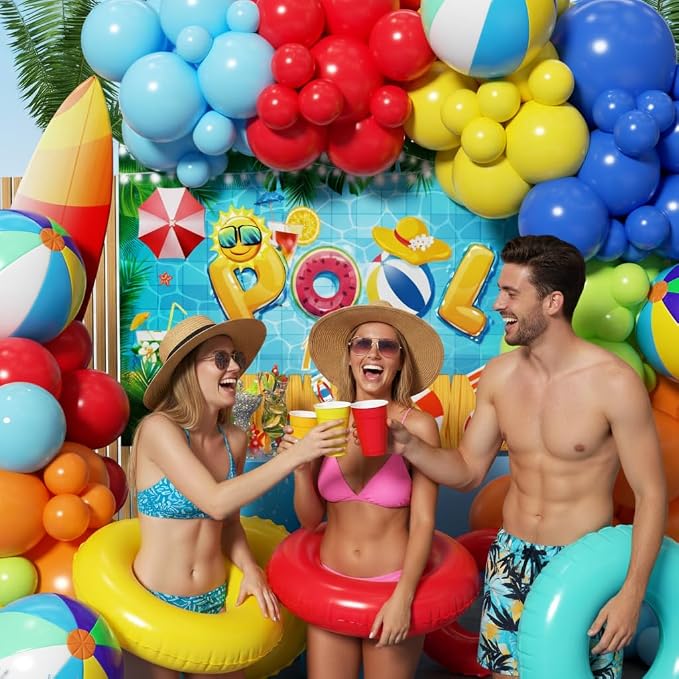 Pool Party Decorations Birthday Supplies 153Pcs, Summer Pool Party Balloon - Image 5