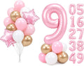 PartyWoo Number Balloons 40 Inch Pink Number 9 Kit 25pcs by PartyWoo