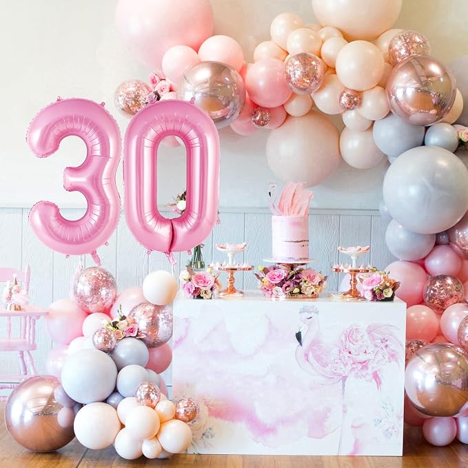 Pink Number 30 Balloons, Big Large Foil Number Balloons, Jumbo Giant Mylar - Image 5