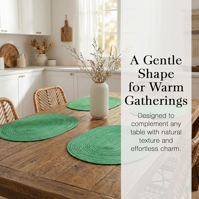 Placemats Set of 6, Woven Oval Braided Dining Table Mats | 12 x 17.5 Inch Size - Image 6