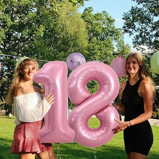 TONIFUL 40 Inch Pink Number 18 Balloon Large Foil 18th Birthday Decorations | - Image 5