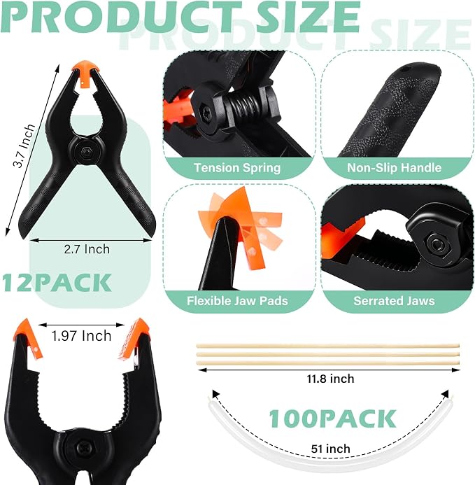 LemonRoad 12 Pack Large Balloon Arch Clips 3.5 Inch Heavy Duty Black Clips and - Image 2