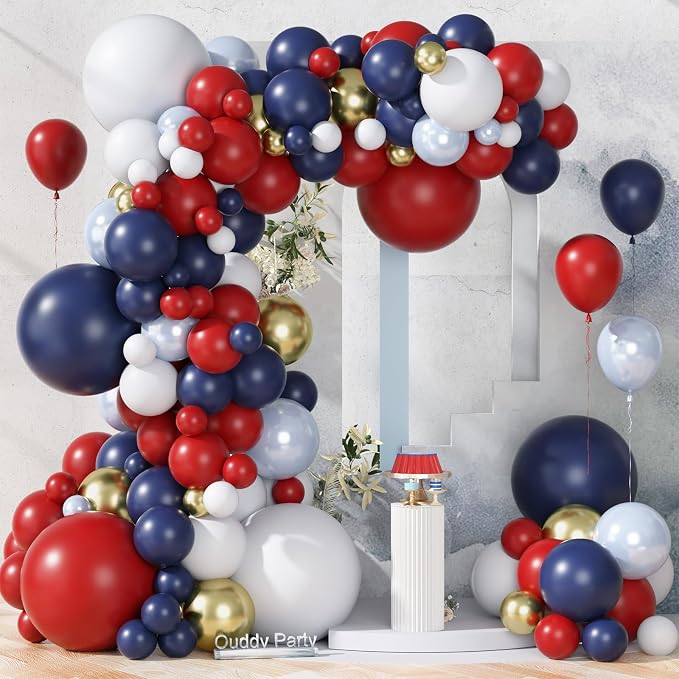 Ouddy Party 149Pcs Red White and Blue Balloon 4th of July Day Decorations - Image 2