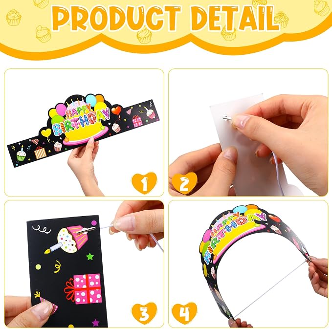 Yunsailing 36 Pcs Happy Birthday Crowns - Image 3
