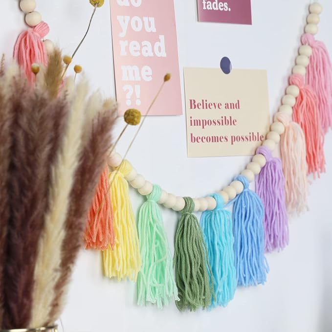 Cotton Tassel Garland Banner Colorful Birthday Decor Party Backdrop Christmas - Image 5