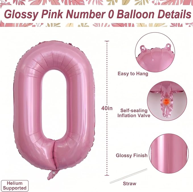 Pearlescent Pink Number 10 Balloon 40 Inch, Shiny Foil - Image 4