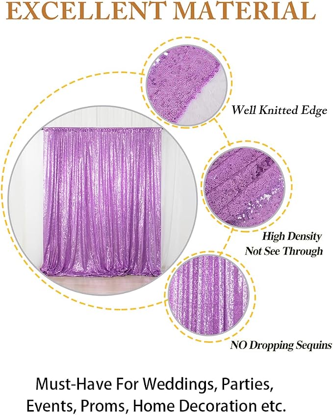 ShinyBeauty Sequin Backdrop Lavender 10x10FT Background - Image 5