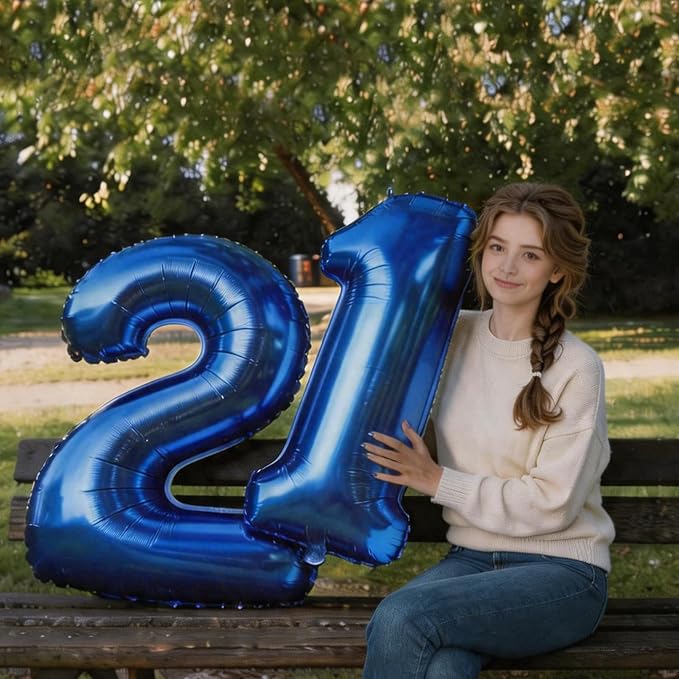 Number Balloons Navy Blue Balloons - Image 7