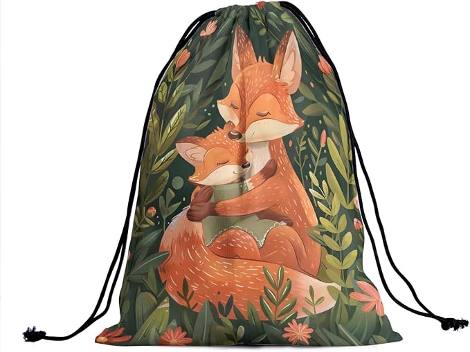 Fox Art Gymnastics Grip Bag Wild Plant Leaves Green Drawstring Grip Bags - Image 2