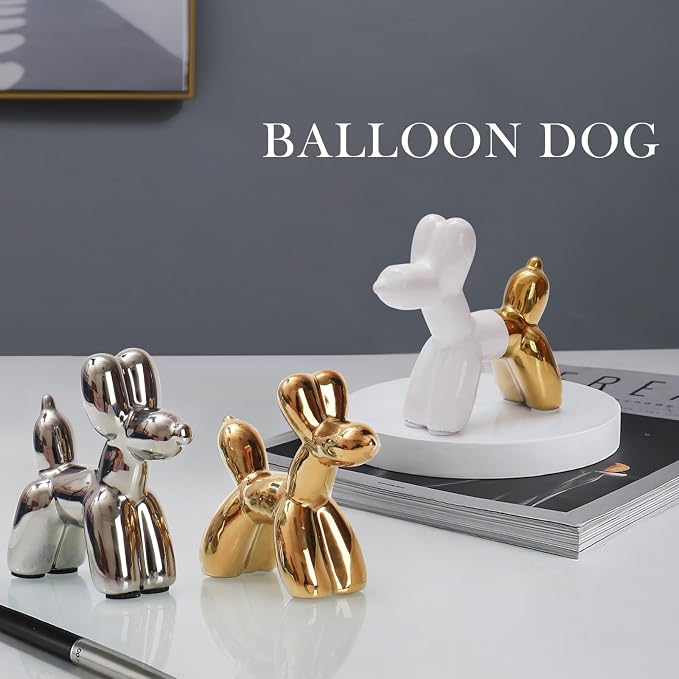 Notakia Cute Ceramics Balloon Dog Statue Crafts Living Room Desktop Decorations - Image 6