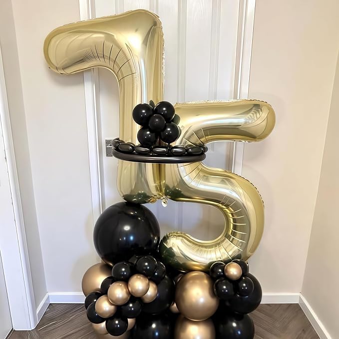 Champagne Gold 2 Balloon, 40 Inch Light Gold Number 2 Balloon Big Foil Mylar - Image 2