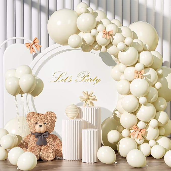 135pcs Ivory Balloons Garland Kit Different Sizes Of 18 12 10 5 Inch Cream by YISHEBAPA