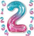 Mermaid 2 Balloons, 40 Inch Giant Rainbow Starry Helium Mylar Foil Number 0-9 by Isndare